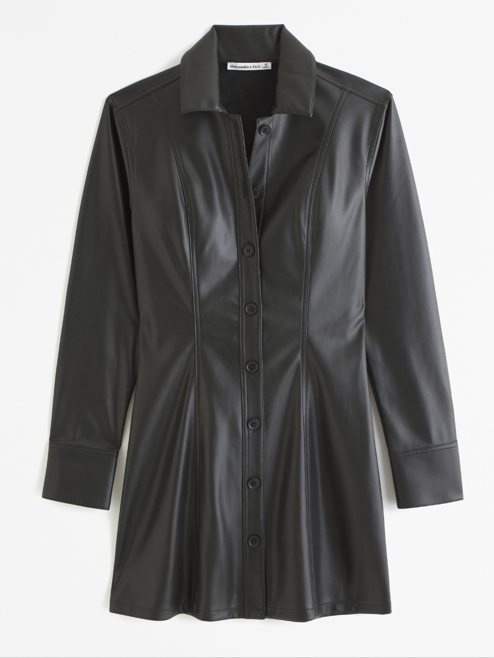 New Abercrombie Black Vegan Leather Shirt Dress Small